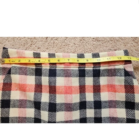 Boden Womens 100% Wool Skirt British Tweed Pink Blue Plaid Size 2 Petite - Picture 5 of 5